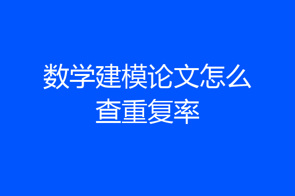 数学建模论文怎么查重复率