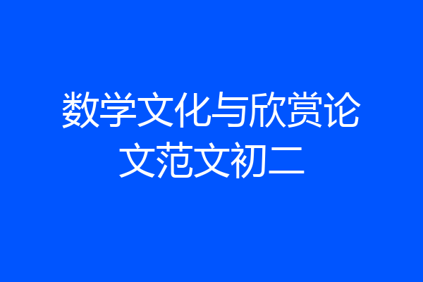 数学文化与欣赏论文范文初二