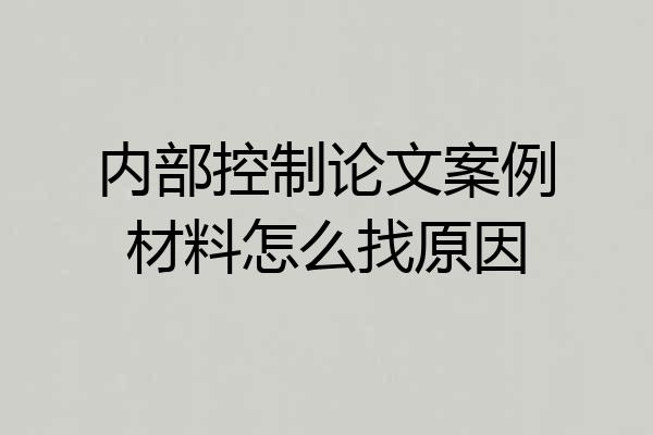 内部控制论文案例材料怎么找原因