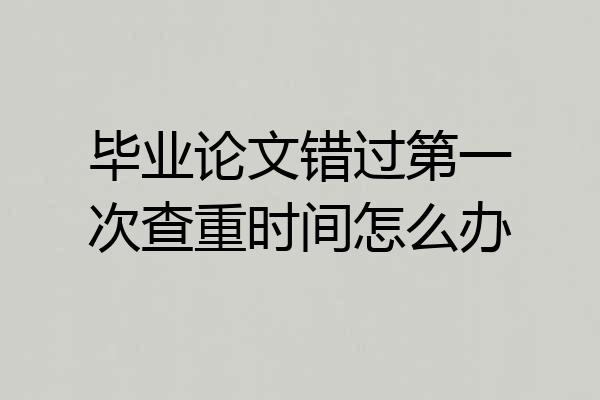 毕业论文错过第一次查重时间怎么办