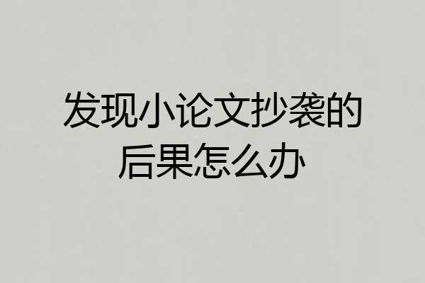 发现小论文抄袭的后果怎么办