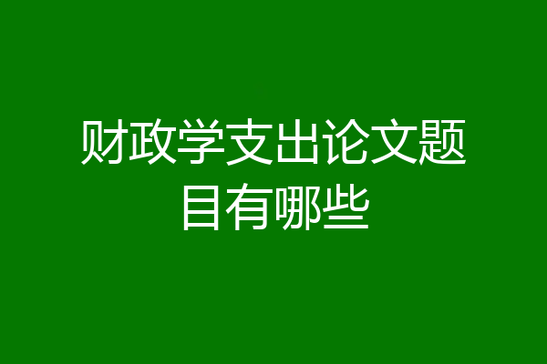 财政学支出论文题目有哪些