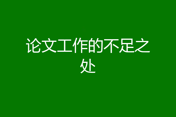 论文工作的不足之处