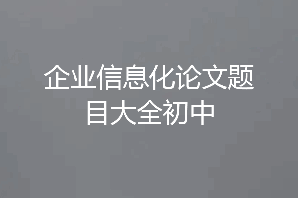 企业信息化论文题目大全初中