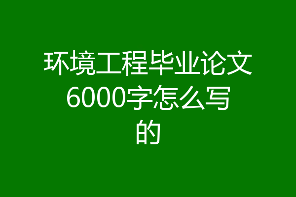环境工程毕业论文6000字怎么写的