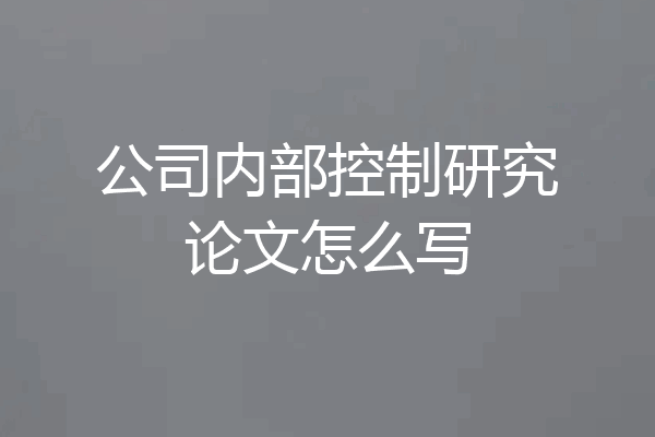 公司内部控制研究论文怎么写