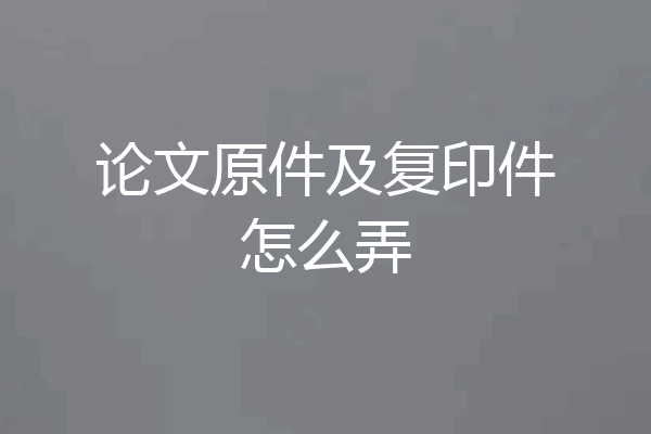 论文原件及复印件怎么弄