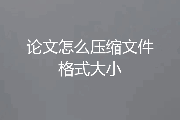 论文怎么压缩文件格式大小