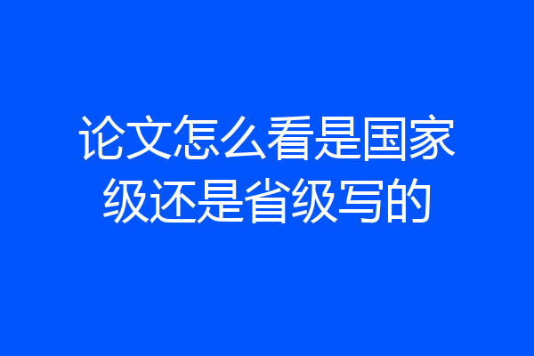 论文怎么看是国家级还是省级写的