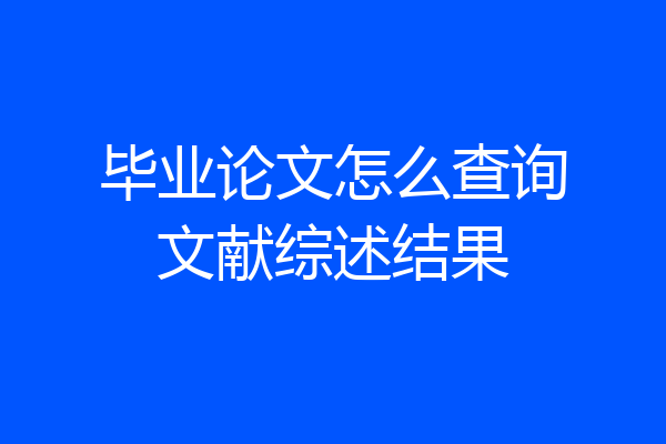 毕业论文怎么查询文献综述结果