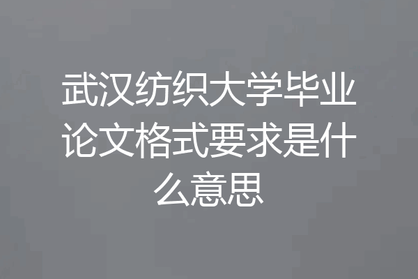 武汉纺织大学毕业论文格式要求是什么意思