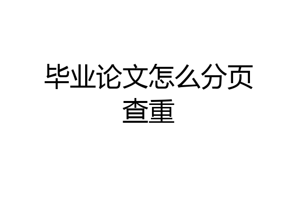 毕业论文怎么分页查重