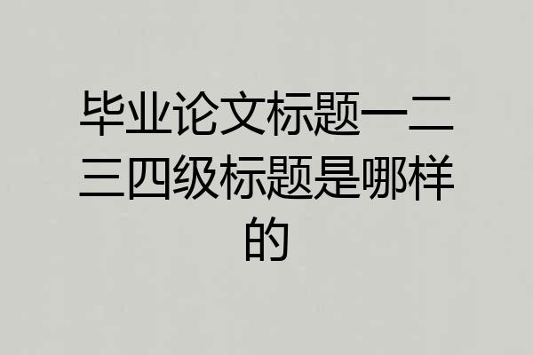 毕业论文标题一二三四级标题是哪样的