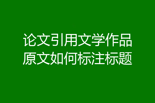 论文引用文学作品原文如何标注标题