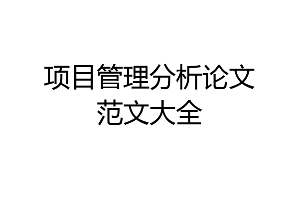 项目管理分析论文范文大全