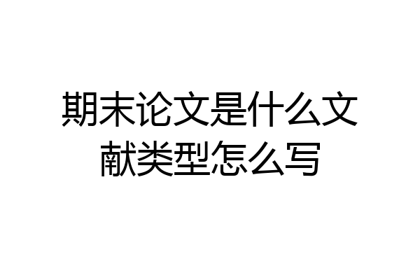 期末论文是什么文献类型怎么写