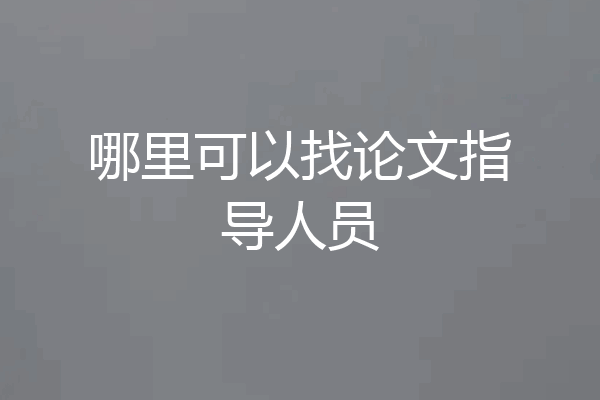 哪里可以找论文指导人员
