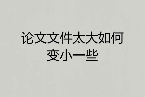 论文文件太大如何变小一些