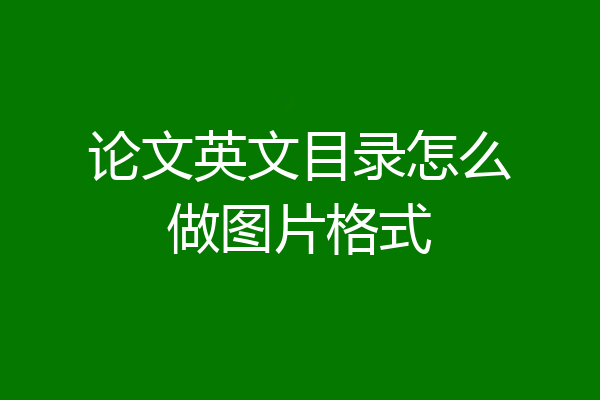 论文英文目录怎么做图片格式