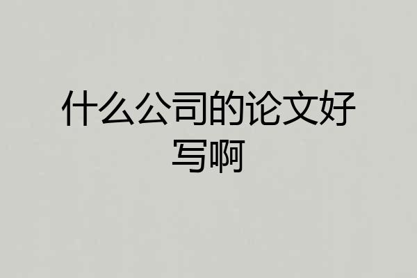 什么公司的论文好写啊