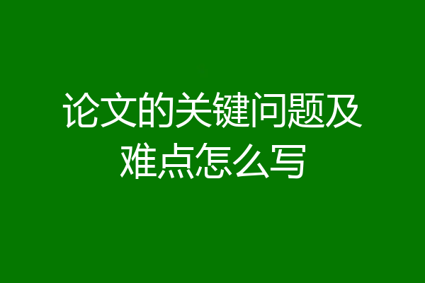 论文的关键问题及难点怎么写