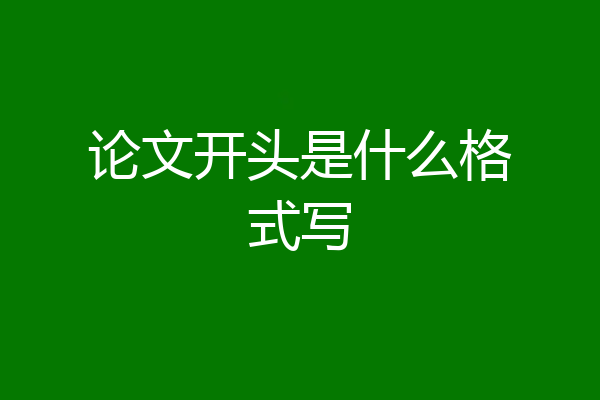 论文开头是什么格式写