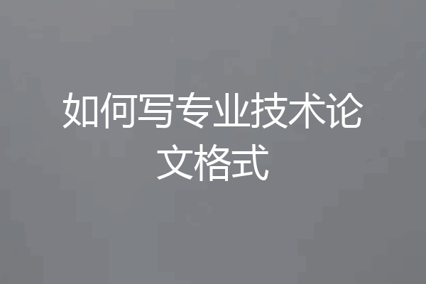 如何写专业技术论文格式