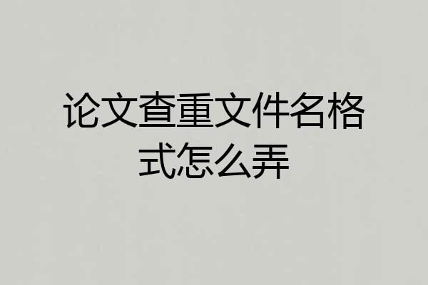 论文查重文件名格式怎么弄