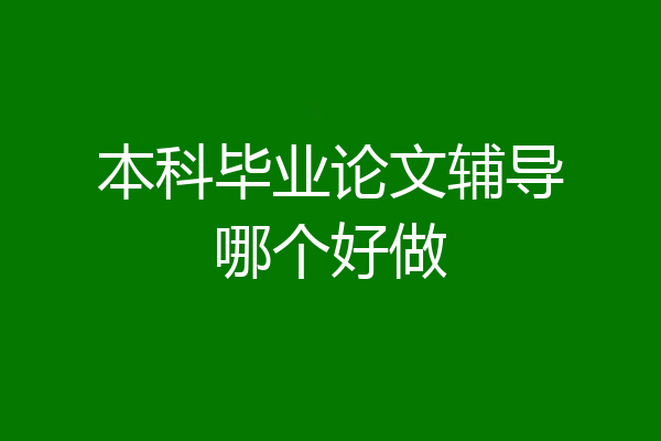 本科毕业论文辅导哪个好做