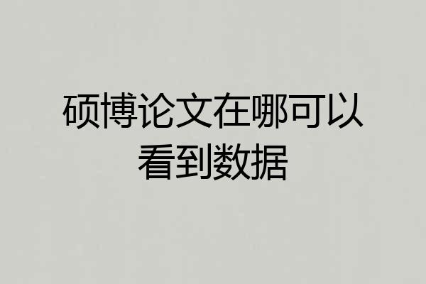 硕博论文在哪可以看到数据