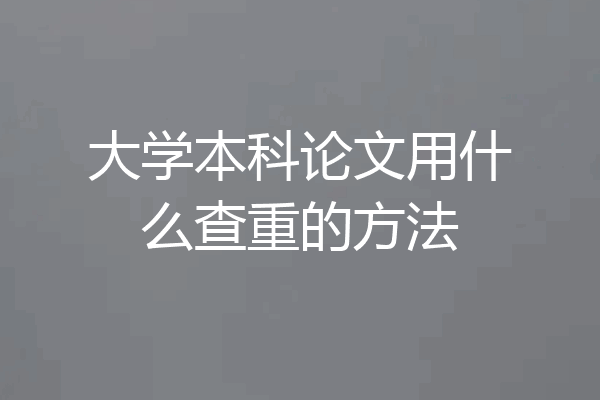 大学本科论文用什么查重的方法