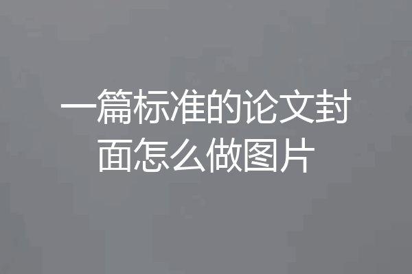 一篇标准的论文封面怎么做图片