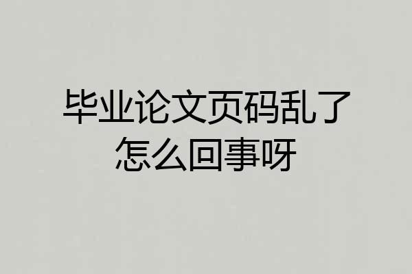 毕业论文页码乱了怎么回事呀