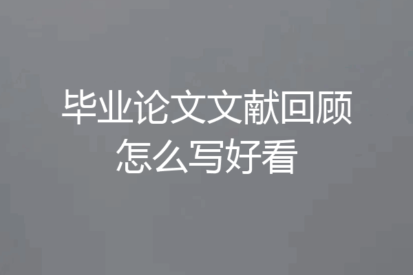 毕业论文文献回顾怎么写好看