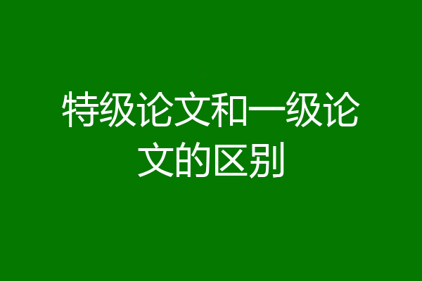 特级论文和一级论文的区别