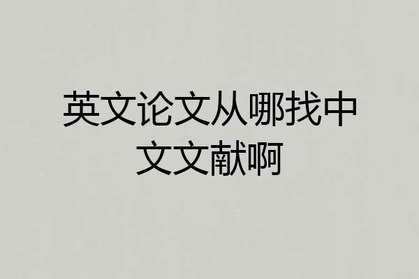 英文论文从哪找中文文献啊
