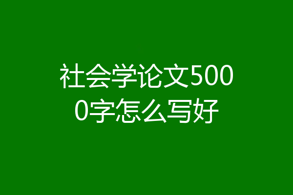 社会学论文5000字怎么写好