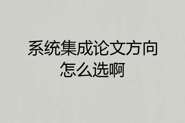 系统集成论文方向怎么选啊