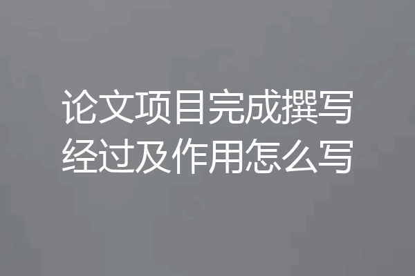 论文项目完成撰写经过及作用怎么写