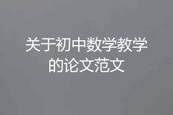 关于初中数学教学的论文范文