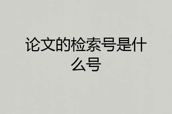 论文的检索号是什么号