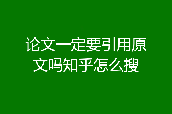 论文一定要引用原文吗知乎怎么搜