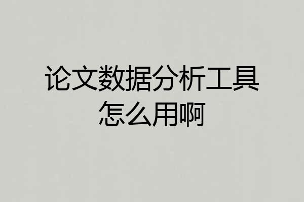 论文数据分析工具怎么用啊