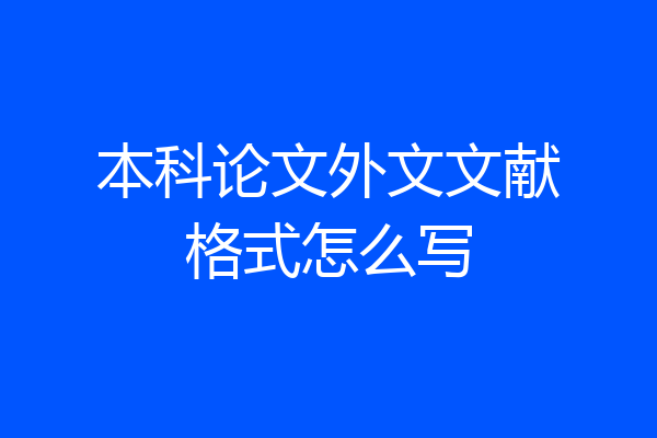 本科论文外文文献格式怎么写