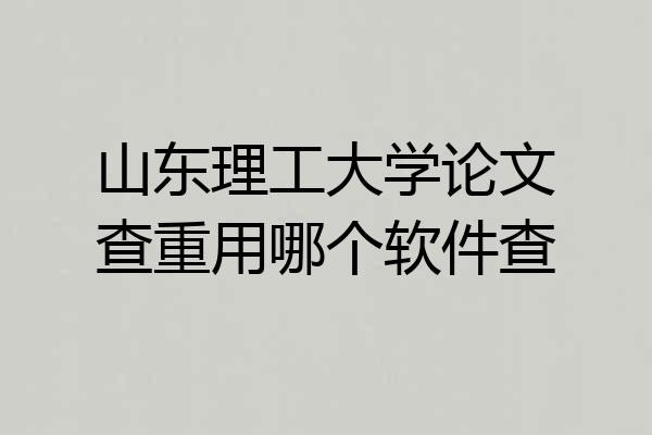山东理工大学论文查重用哪个软件查