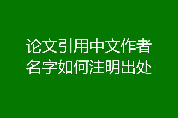 论文引用中文作者名字如何注明出处
