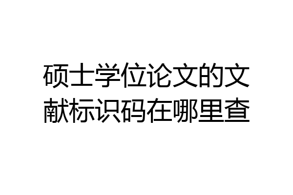 硕士学位论文的文献标识码在哪里查