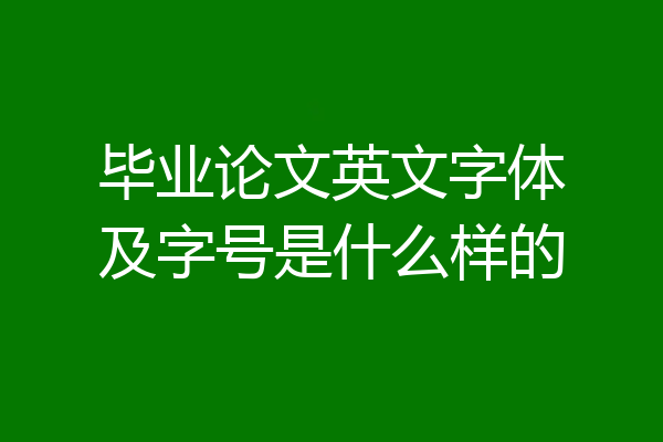 毕业论文英文字体及字号是什么样的