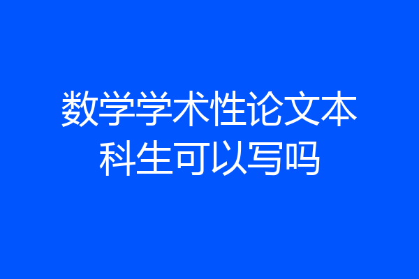 数学学术性论文本科生可以写吗