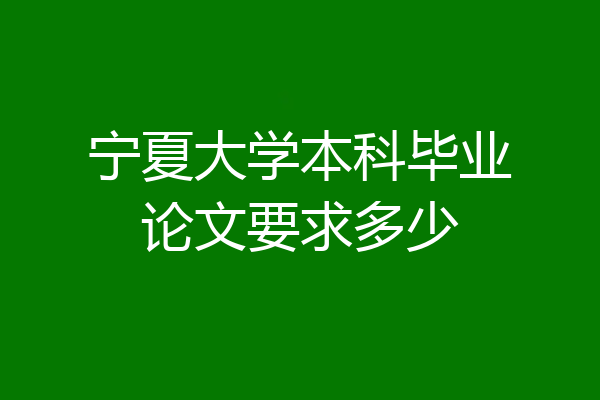 宁夏大学本科毕业论文要求多少